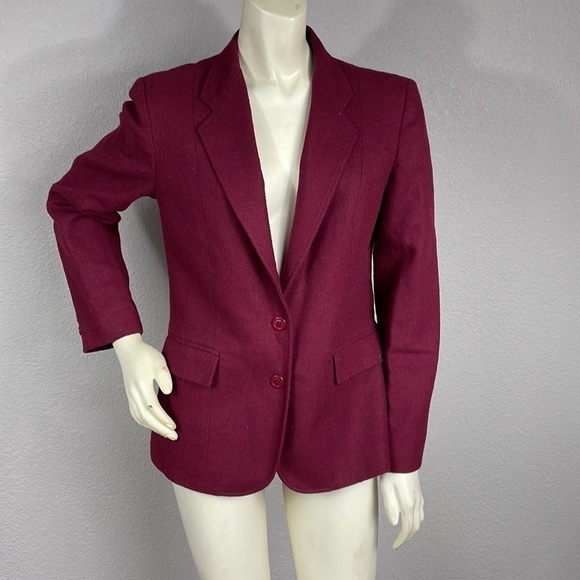 Oscar De La Renta Red Wine Wool Blend Blazer Boss Career Holiday Vintage Sz 10 - Picture 13 of 13